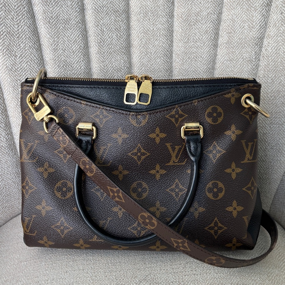 Louis Vuitton Monogram Pallas BB Crossbody Tote Noir Black Trim